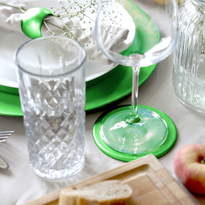 Green Metallic Melamine Coasters - Pack of 6