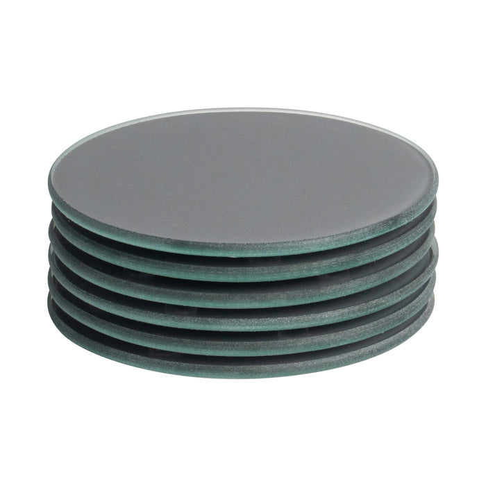 Grey Round Glass Coasters - Pack of 6