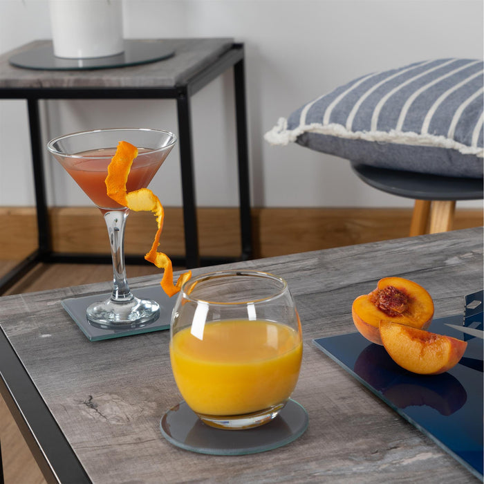 Grey Round Glass Coasters - Pack of 6