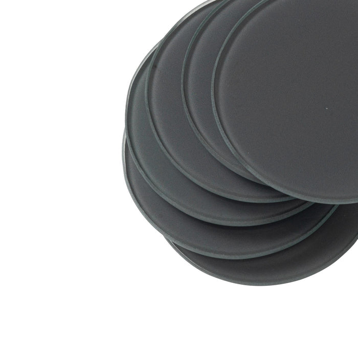 Grey Round Glass Coasters - Pack of 6