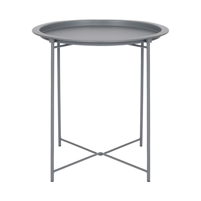 Grey Round Steel Tray Table