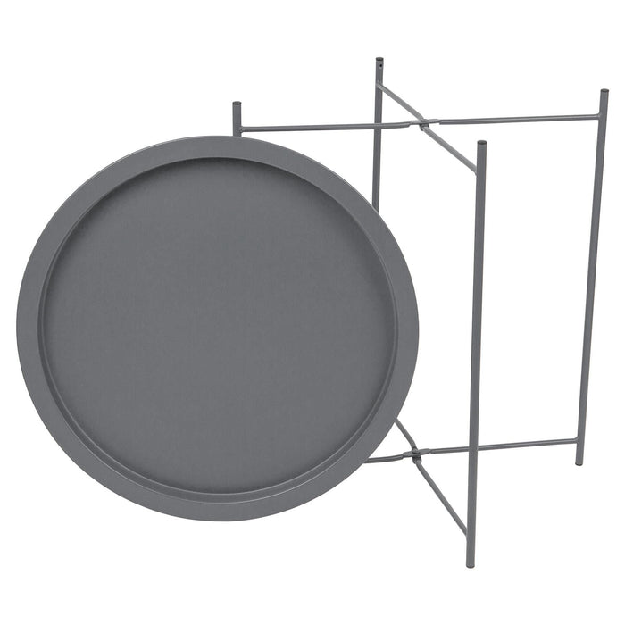 Grey Round Steel Tray Table