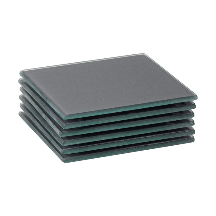 Grey Square Glass Coasters - Pack of 6