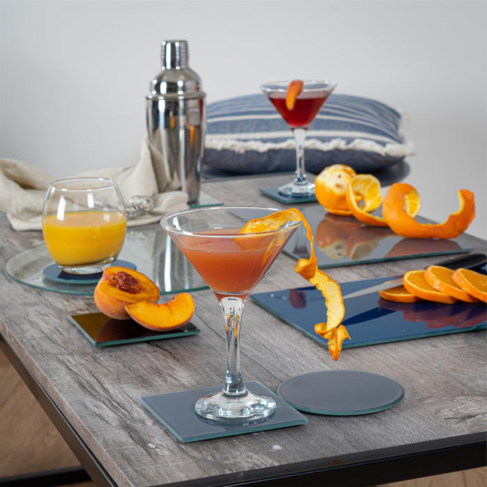 Grey Square Glass Coasters - Pack of 6