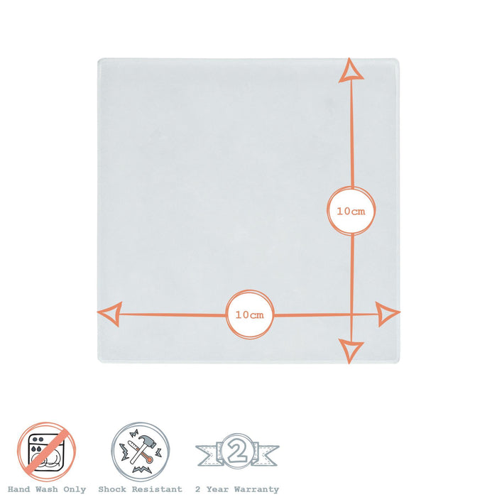 Grey Square Glass Coasters - Pack of 6