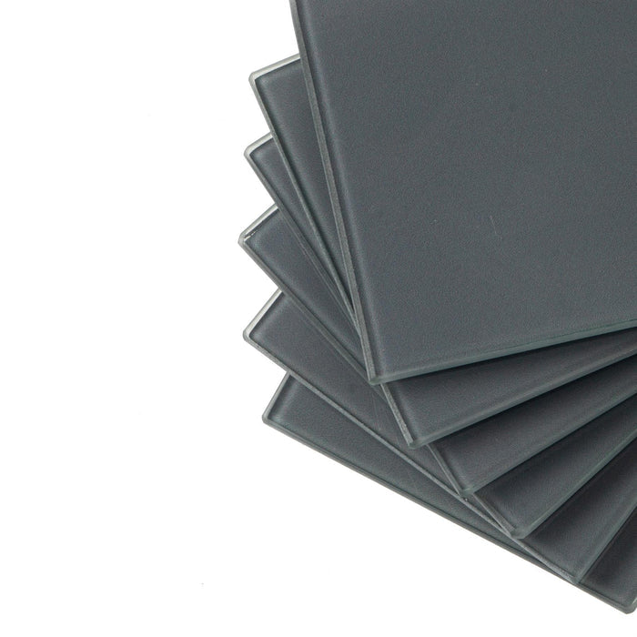 Grey Square Glass Coasters - Pack of 6