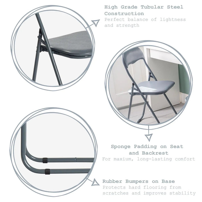 Grey Wave Grey Framed Padded Folding Chair