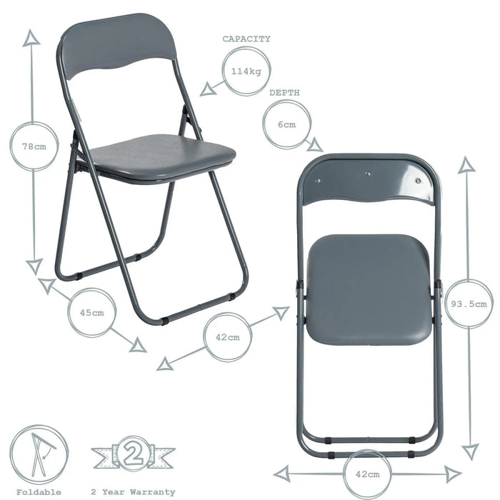 Grey Wave Grey Framed Padded Folding Chair