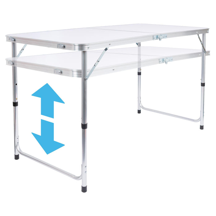 Height Adjustable Aluminium Folding White Picnic Table