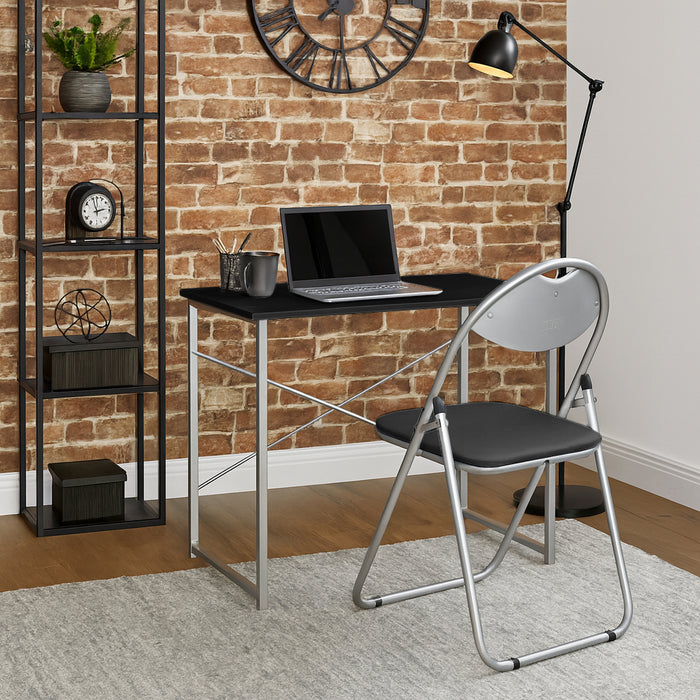Industrial Office Desk - Black & Silver