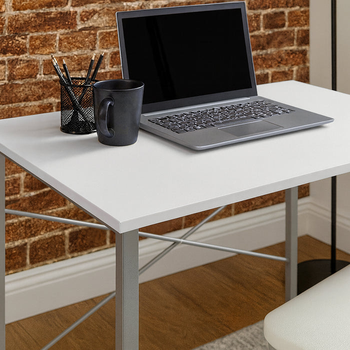 Industrial Office Desk - White & Silver