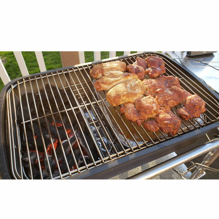 PK grill with chicken on the indirect side