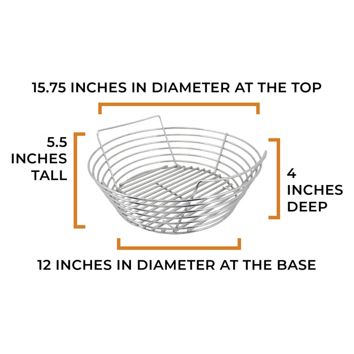 KAB-VB dimensions: 15.75 inches top diameter, 12 inches bottom diameter, 4 inches deep and 5.5 inches tall with handles