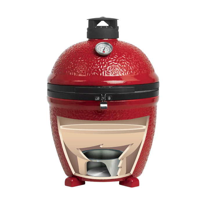 Kamado Grill cut out showing can placement