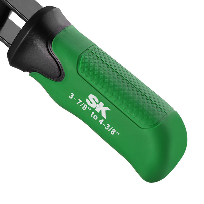 Large Swivel Oil Filter Wrench, #SK01246 — SK Tools USA, LLC oil filter wrench with black head and green grip