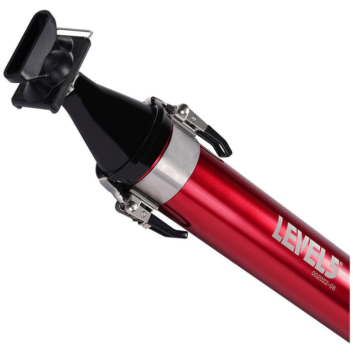 Close-up of red Level 5 Compound Applicator Tube with black outside corner applicator attachment