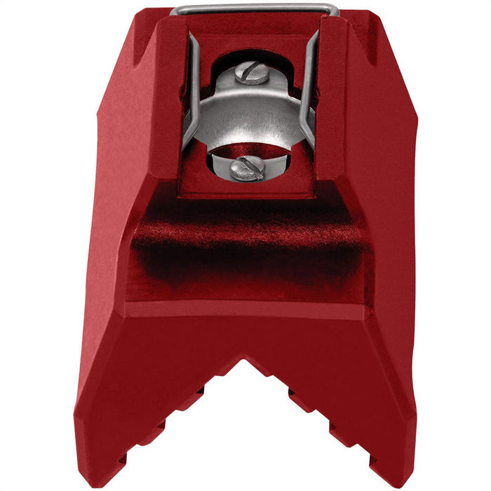 Level 5 Outside Corner Applicator Head made with red premium stainless steel, back view