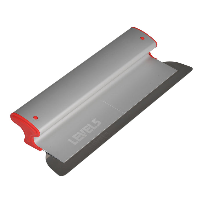 16-inch Level 5 Skimming Blade with a stainless steel blade, red composite end caps, and a grey plastic body