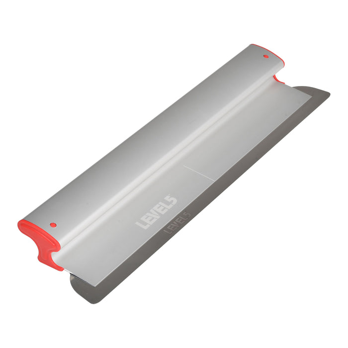 24-inch Level 5 Skimming Blade with a stainless steel blade, red composite end caps, and a grey plastic body