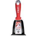 4-inch Level 5 Stainless Steel Trim Puller with red composite handle, metal hammer end, and hang hole, front view