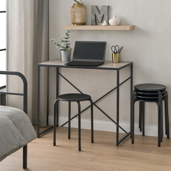 Matt Black Metal Stacking Stool