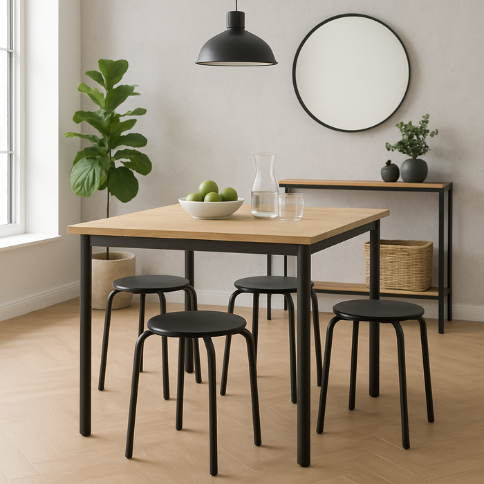 Matt Black Metal Stacking Stool