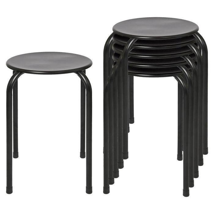Matt Black Metal Stacking Stools - Pack of 6