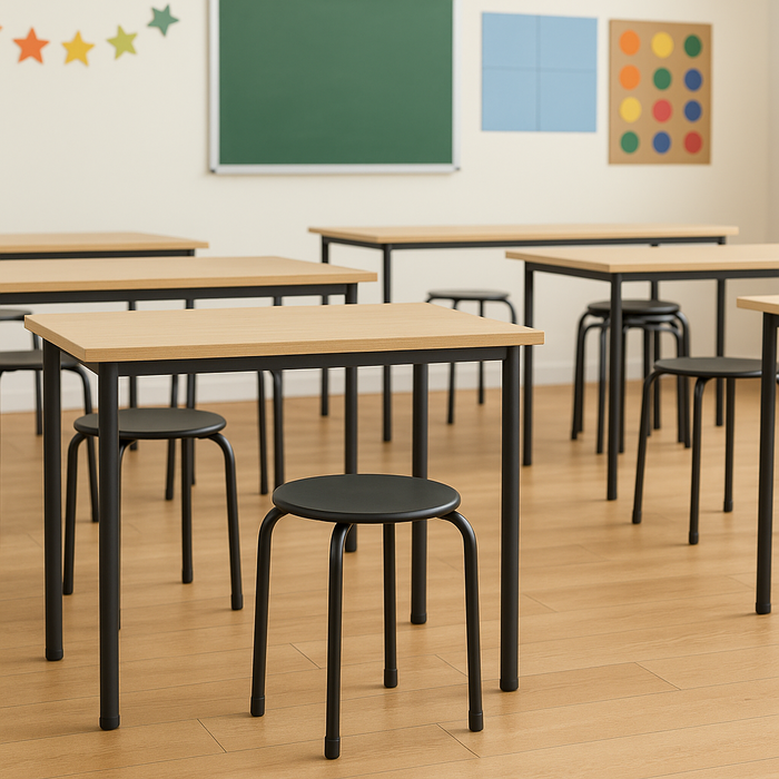 Matt Black Metal Stacking Stools - Pack of 6