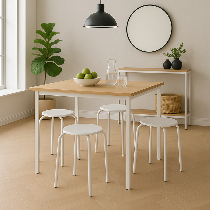 Matt White Metal Stacking Stool