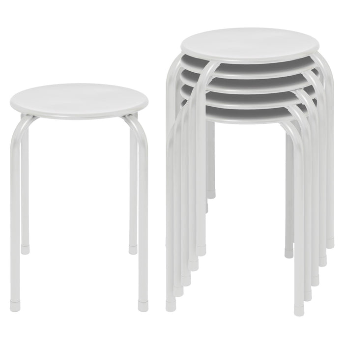 Matt White Metal Stacking Stools - Pack of 6