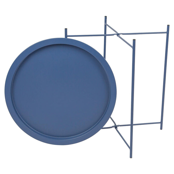 Navy Round Steel Tray Table