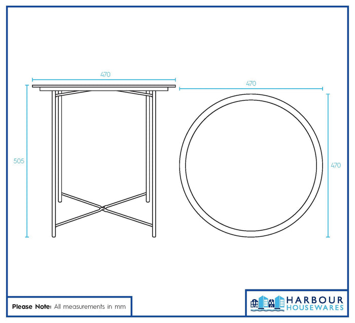Navy Round Steel Tray Table