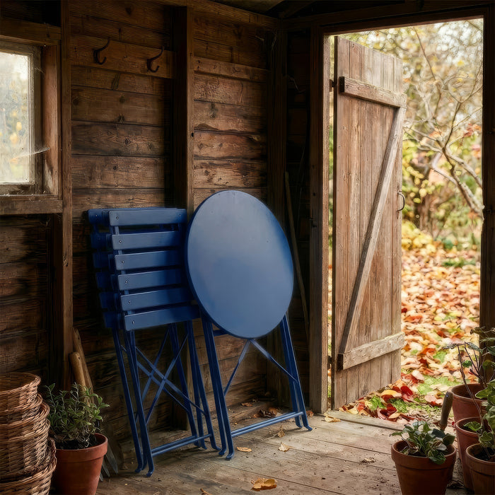 Navy Two-Seater Round Bistro Set