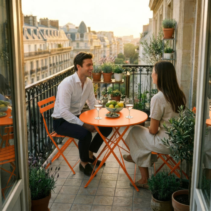 Orange Two-Seater Round Bistro Set