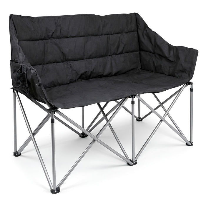 Padded Folding Double Camping Chair - Black