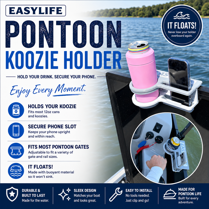Pontoon Rail Koozie Holder $49 | Free Shipping