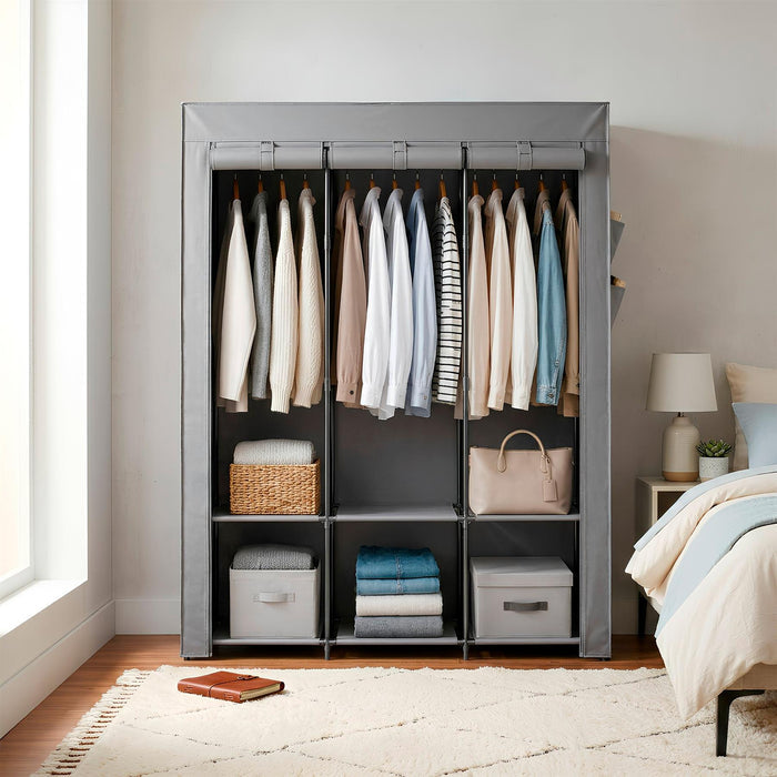 Portable Fabric Wardrobe - 130 x 45 x 167cm - Grey