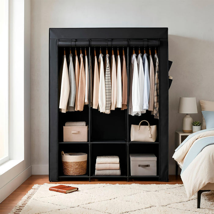Portable Fabric Wardrobe - 130 x 45 x 167cm - Black