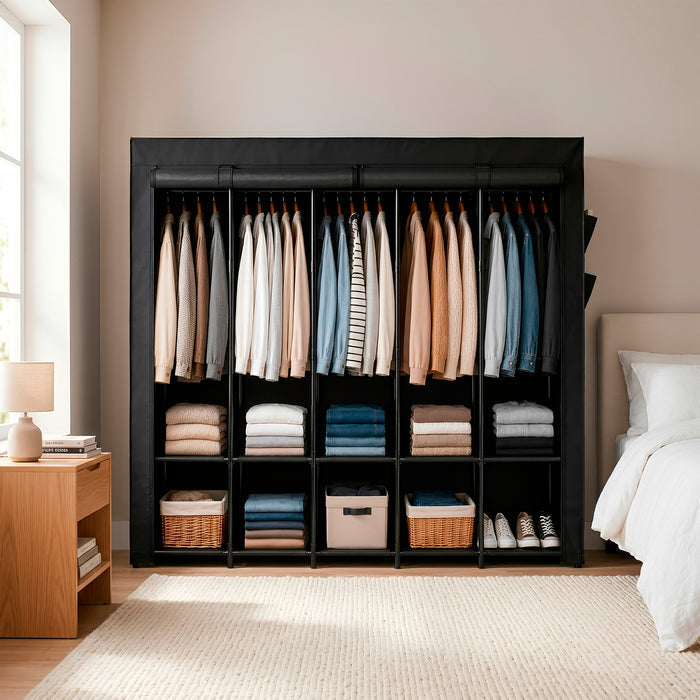 Portable Fabric Wardrobe - 211 x 45 x 167cm - Black