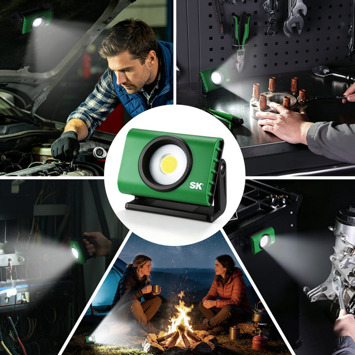 Portable Mini Work Lilght, #SK02395 SK Tools USA, LLC portable work light in green with bright LED beam