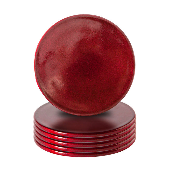 Red Metallic Melamine Coasters - Pack of 6