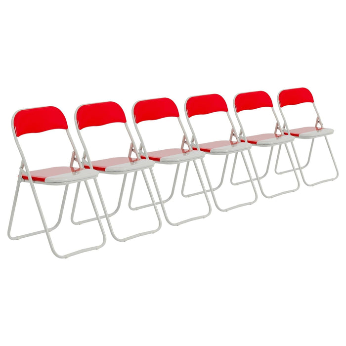 Red Wave Padded Folding Chair - Pack of Six