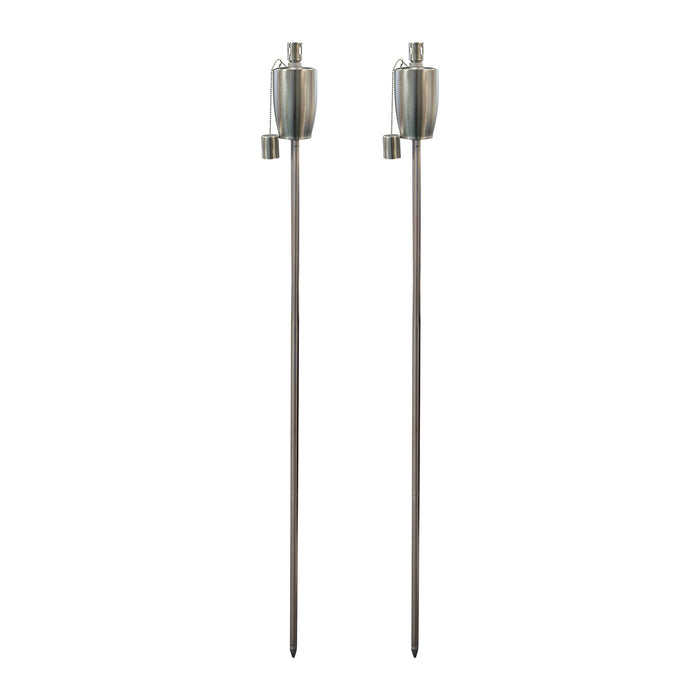 Silver 1.46m Stainless Steel Barrel Garden Torches - Pack of 2