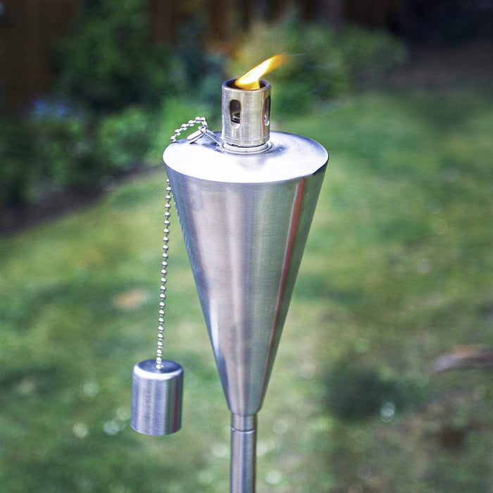 Silver 1.46m Stainless Steel Cone Garden Torches - Pack of 6