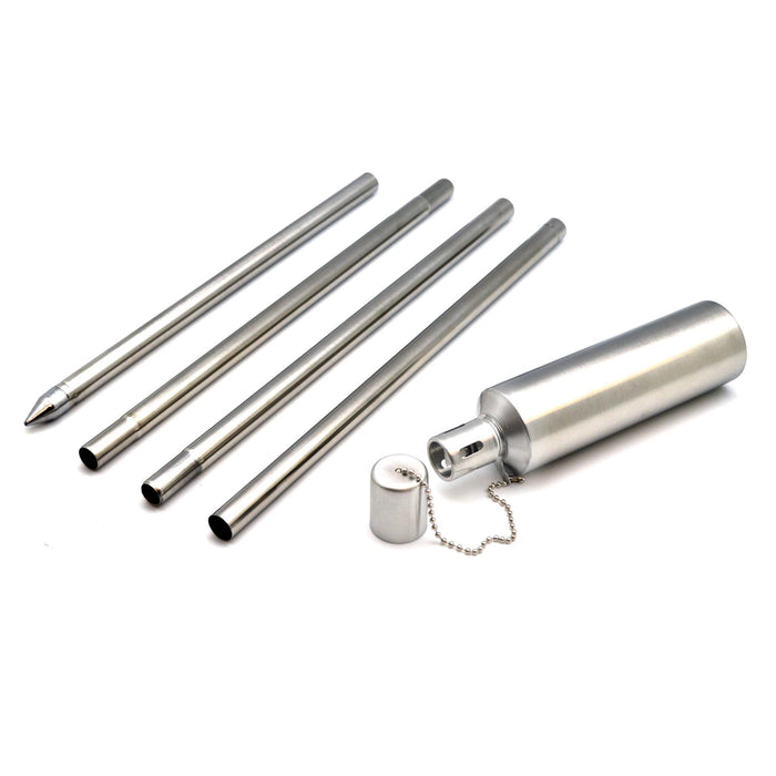Silver 1.46m Stainless Steel Round Garden Torches - Pack of 2