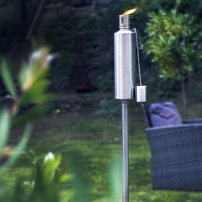 Silver 1.46m Stainless Steel Round Garden Torches - Pack of 6