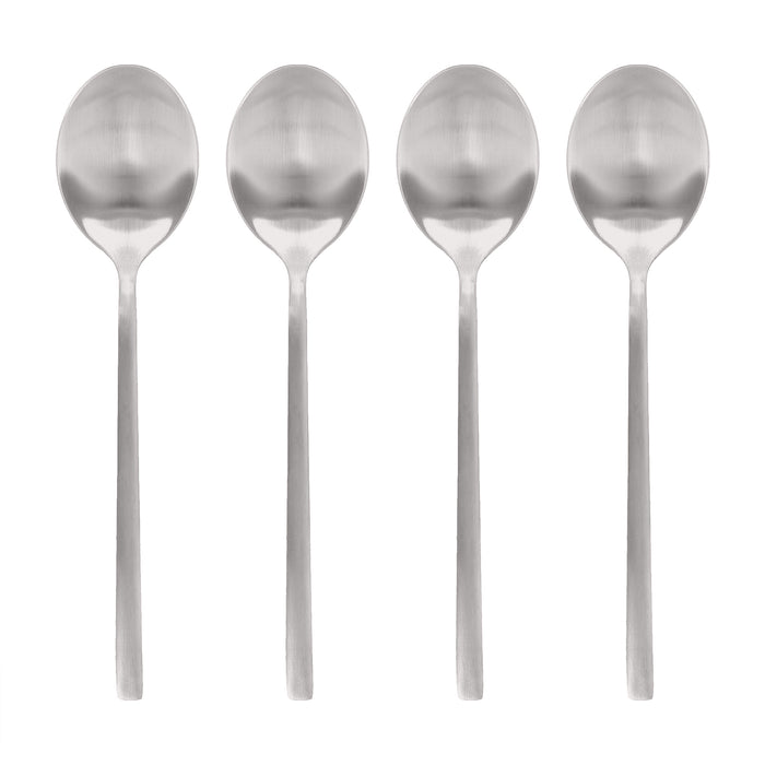 Silver 20cm Stainless Steel Dessert Spoons - Pack of 4