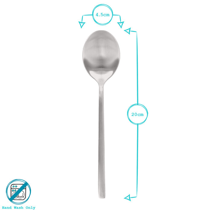 Silver 20cm Stainless Steel Dessert Spoons - Pack of 4