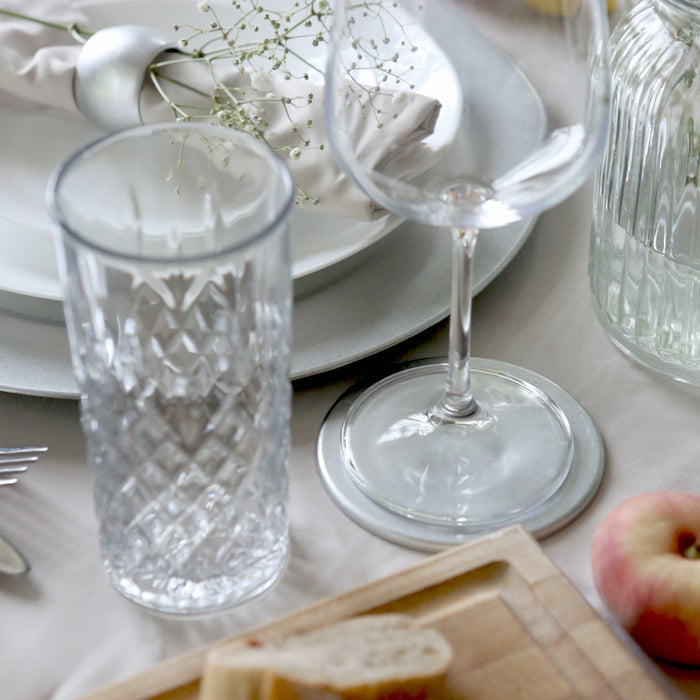 Silver Metallic Melamine Coasters - Pack of 6