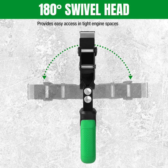 Standard Swivel Oil Filter Wrench, #SK01245 by SK Tools USA, LLC, black and silver 180° swivel head tool.